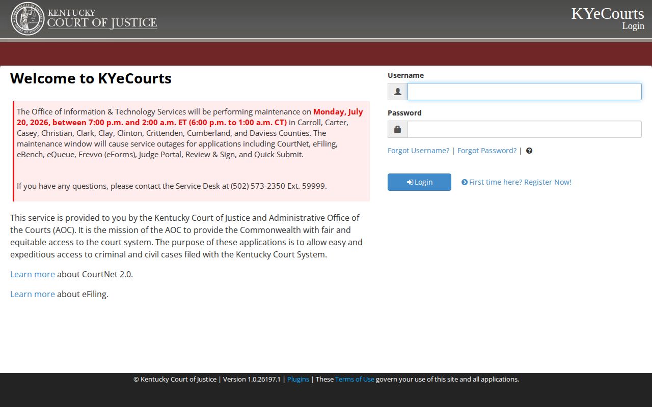 Madison County released inmate CourtNet access screen