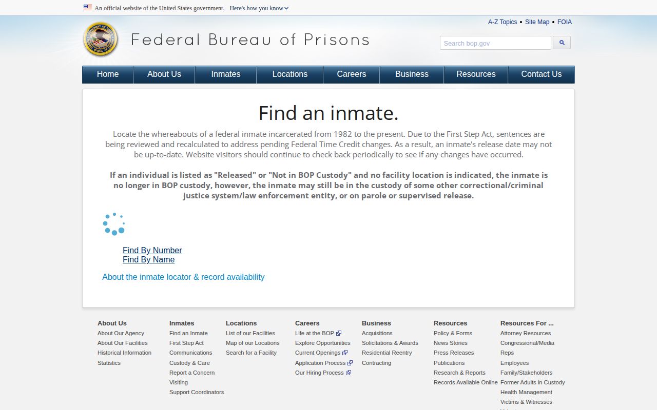 Madison County released inmate federal BOP search result