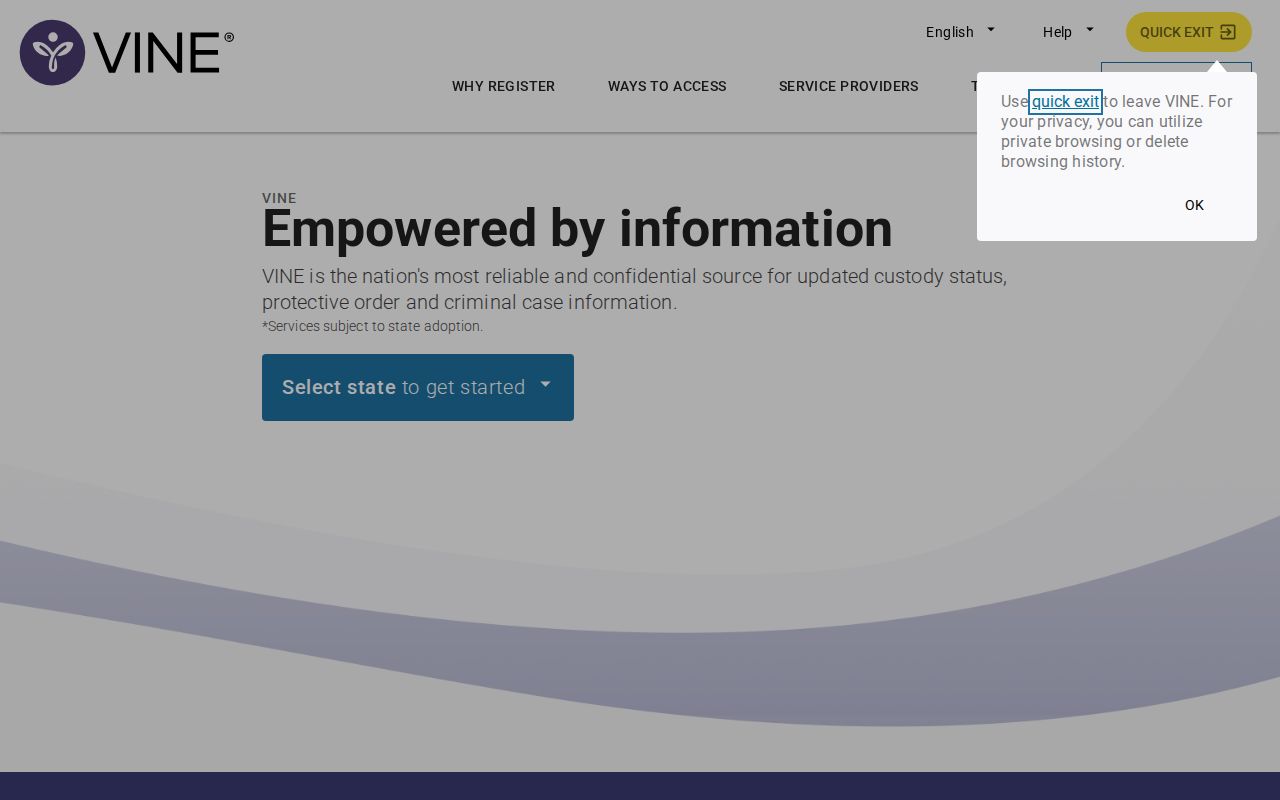 Madison County VINELink inmate search and release result interface
